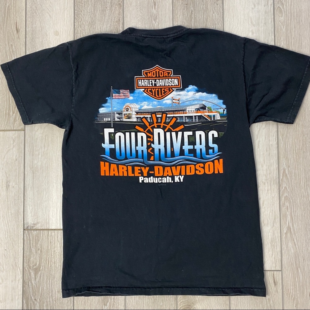 Harley Davidson T Shirt Four Rivers Paducah Kentucky KY size S 2005 Biker Tee